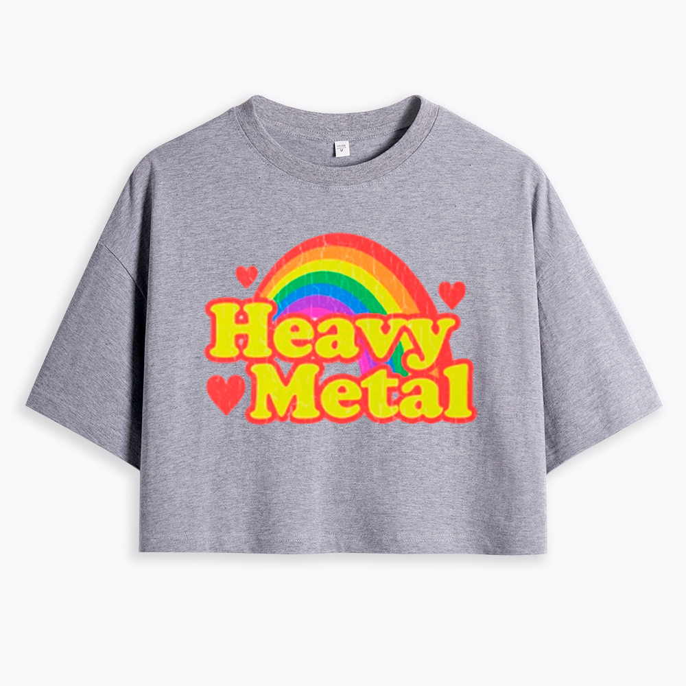 Funny Heavy Metal Rainbow Cropped T-Shirts