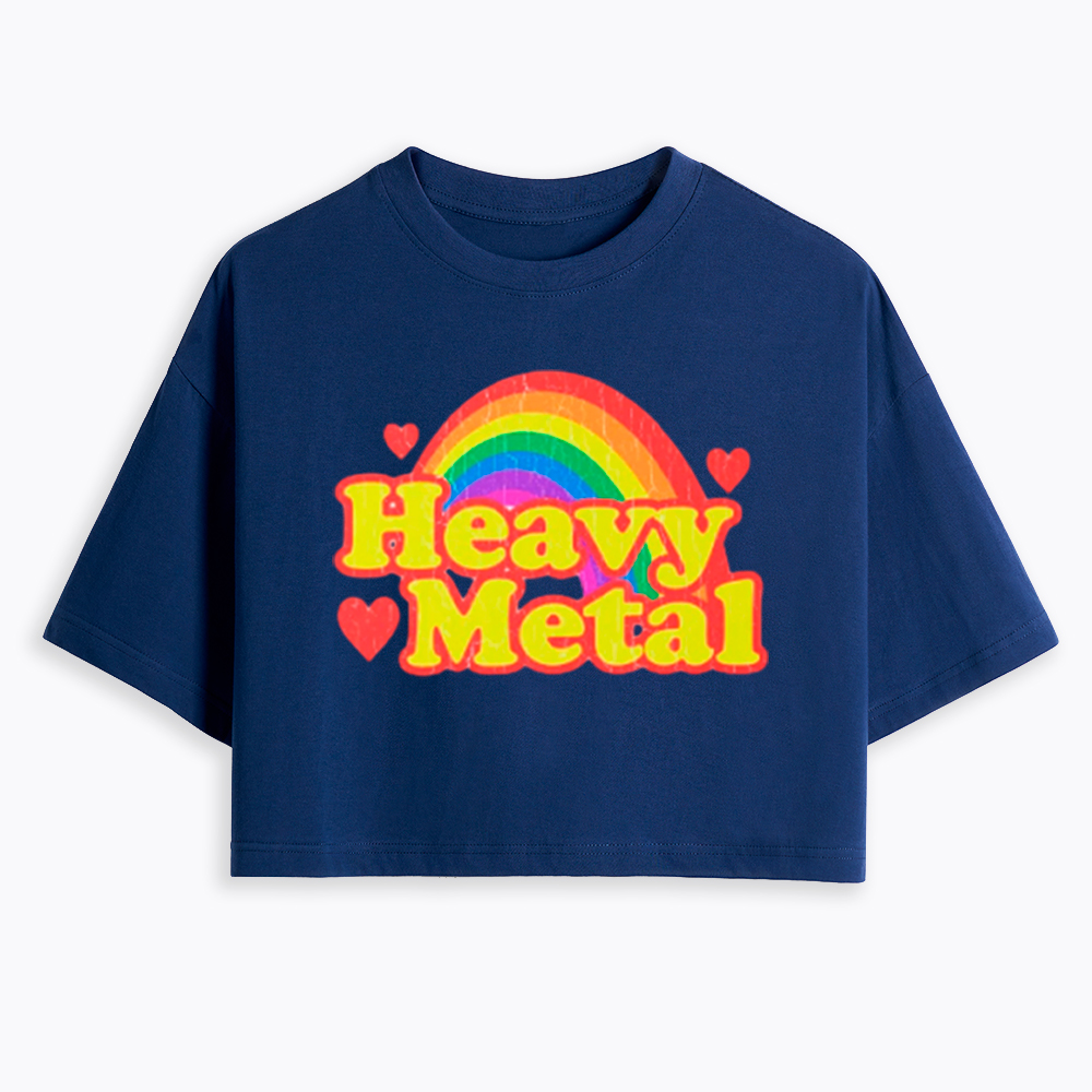 Funny Heavy Metal Rainbow Cropped T-Shirts