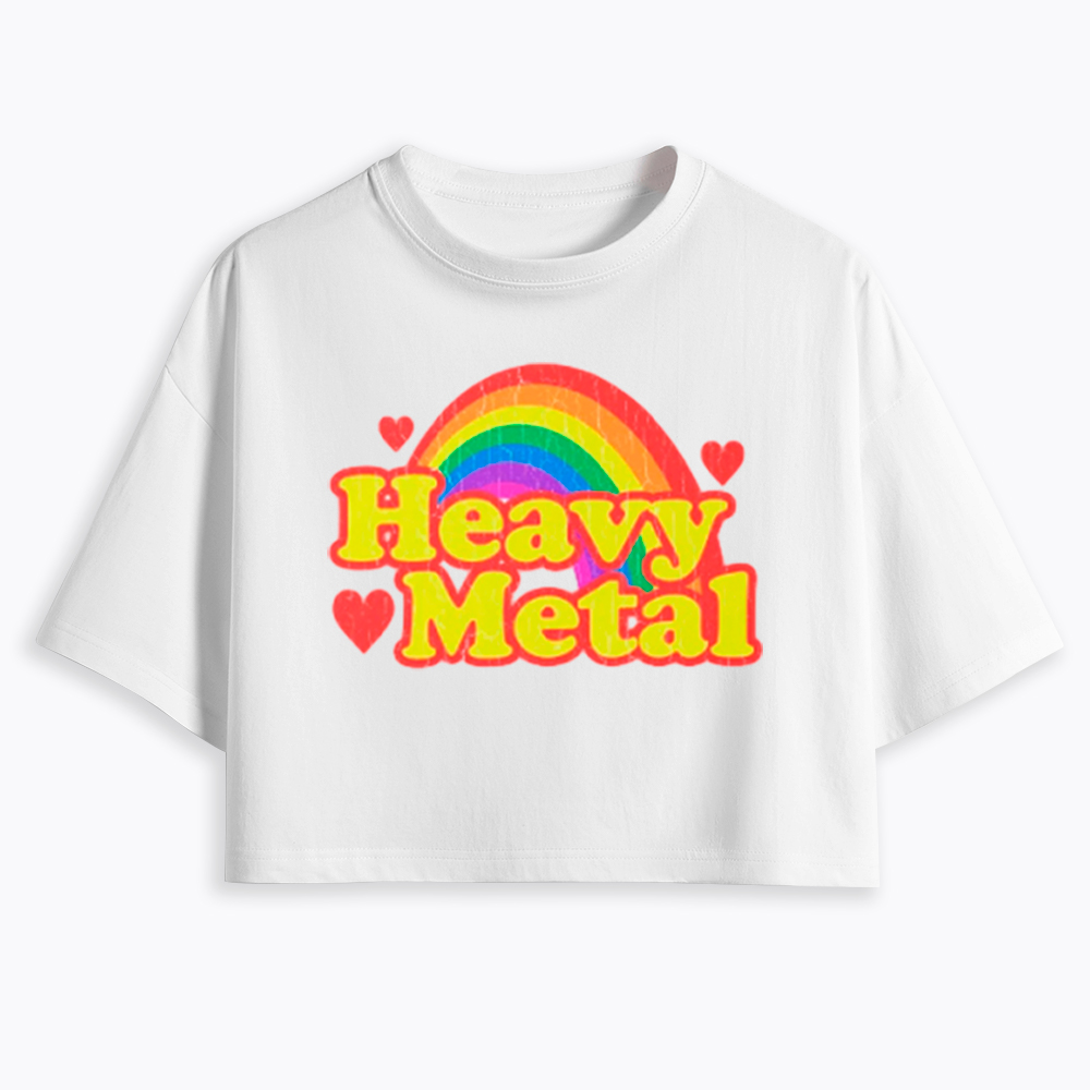 Funny Heavy Metal Rainbow Cropped T-Shirts