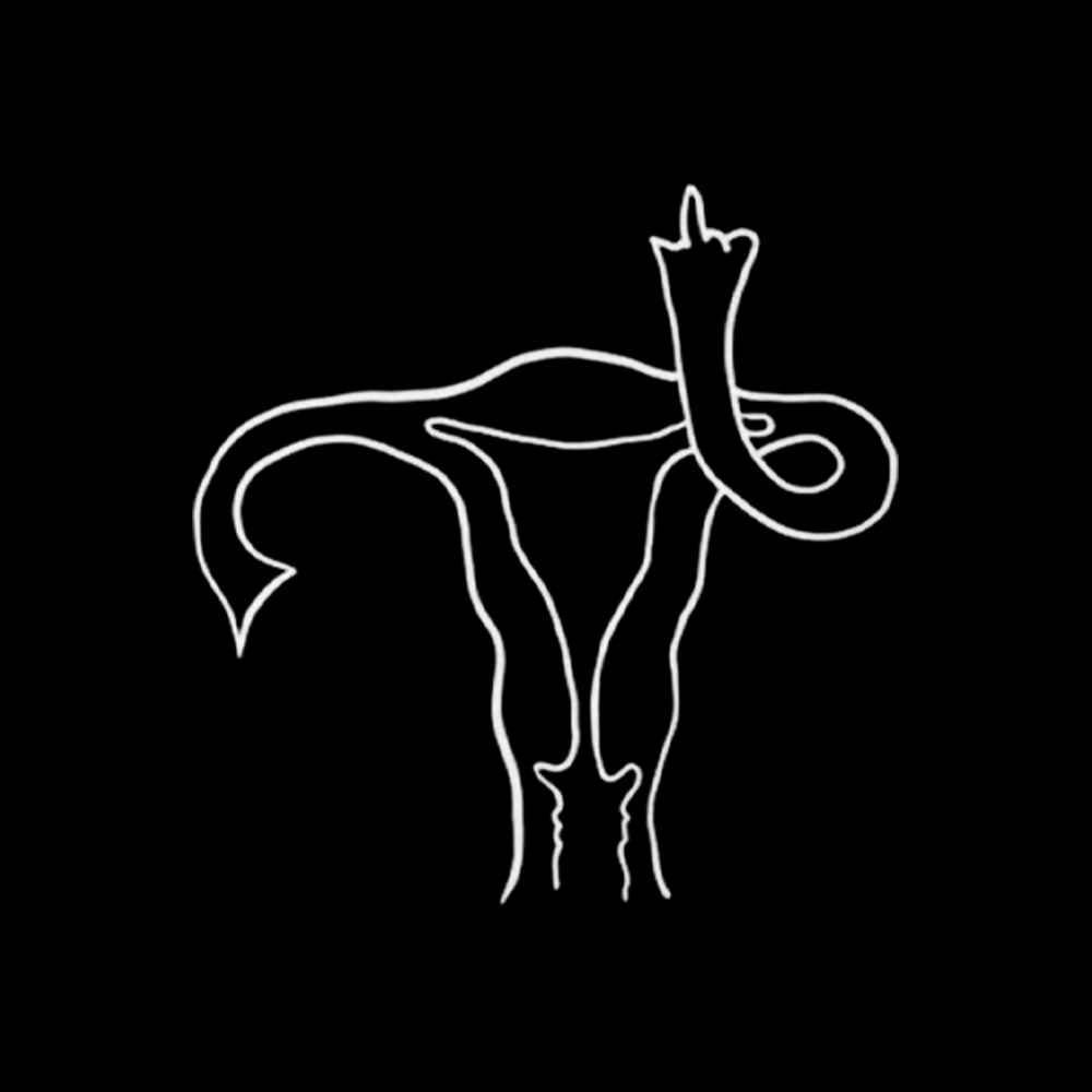 Pro Choice Uterus Middle Finger Off Shoulder T-Shirt