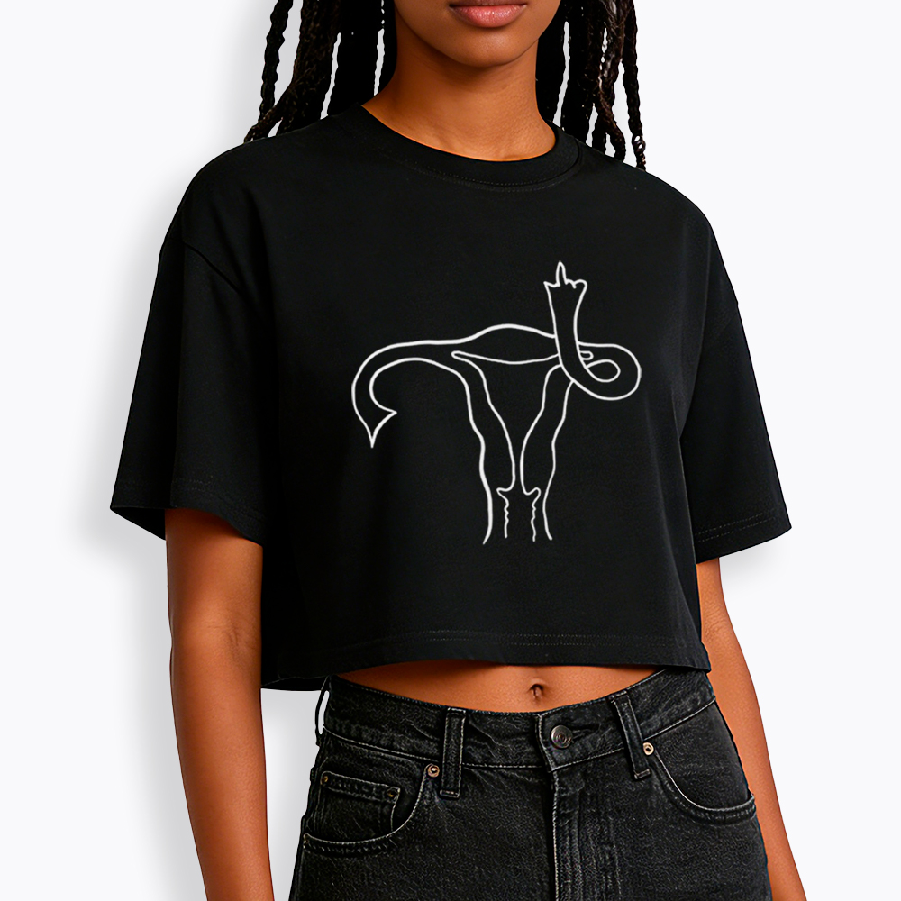 Pro Choice Uterus Middle Finger Cropped T-Shirts