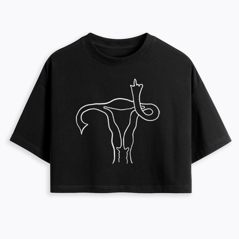 Pro Choice Uterus Middle Finger Cropped T-Shirts