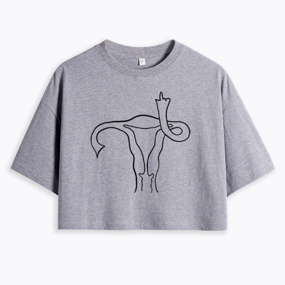 Pro Choice Uterus Middle Finger Cropped T-Shirts