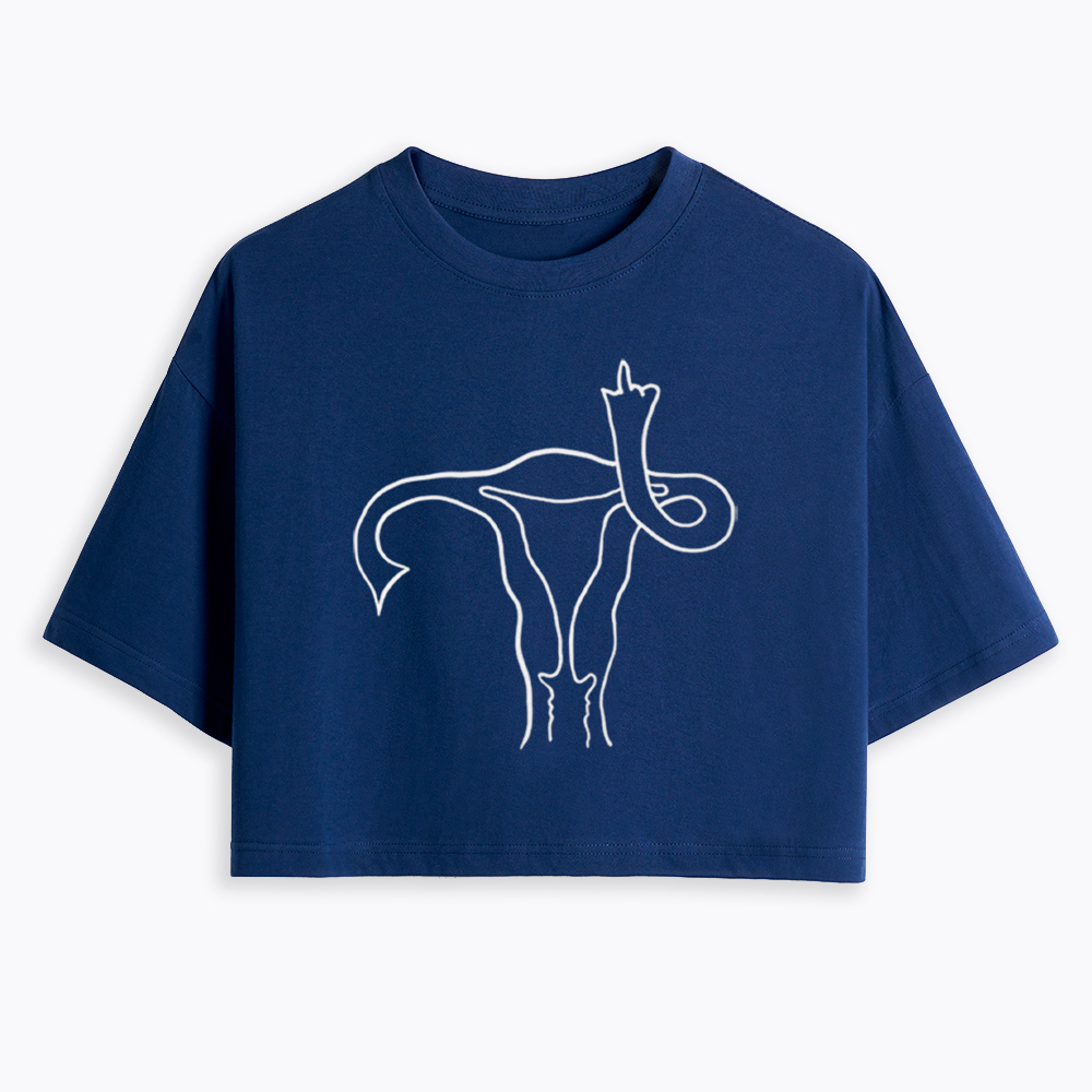 Pro Choice Uterus Middle Finger Cropped T-Shirts