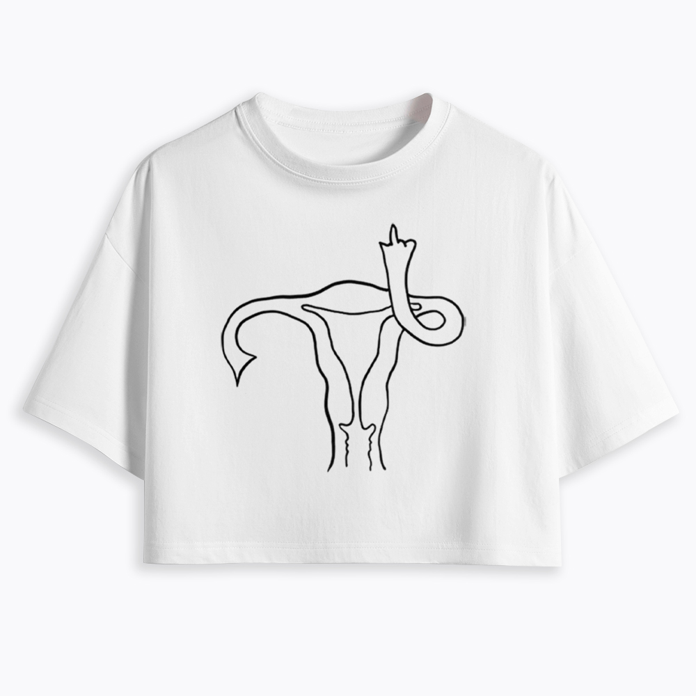 Pro Choice Uterus Middle Finger Cropped T-Shirts