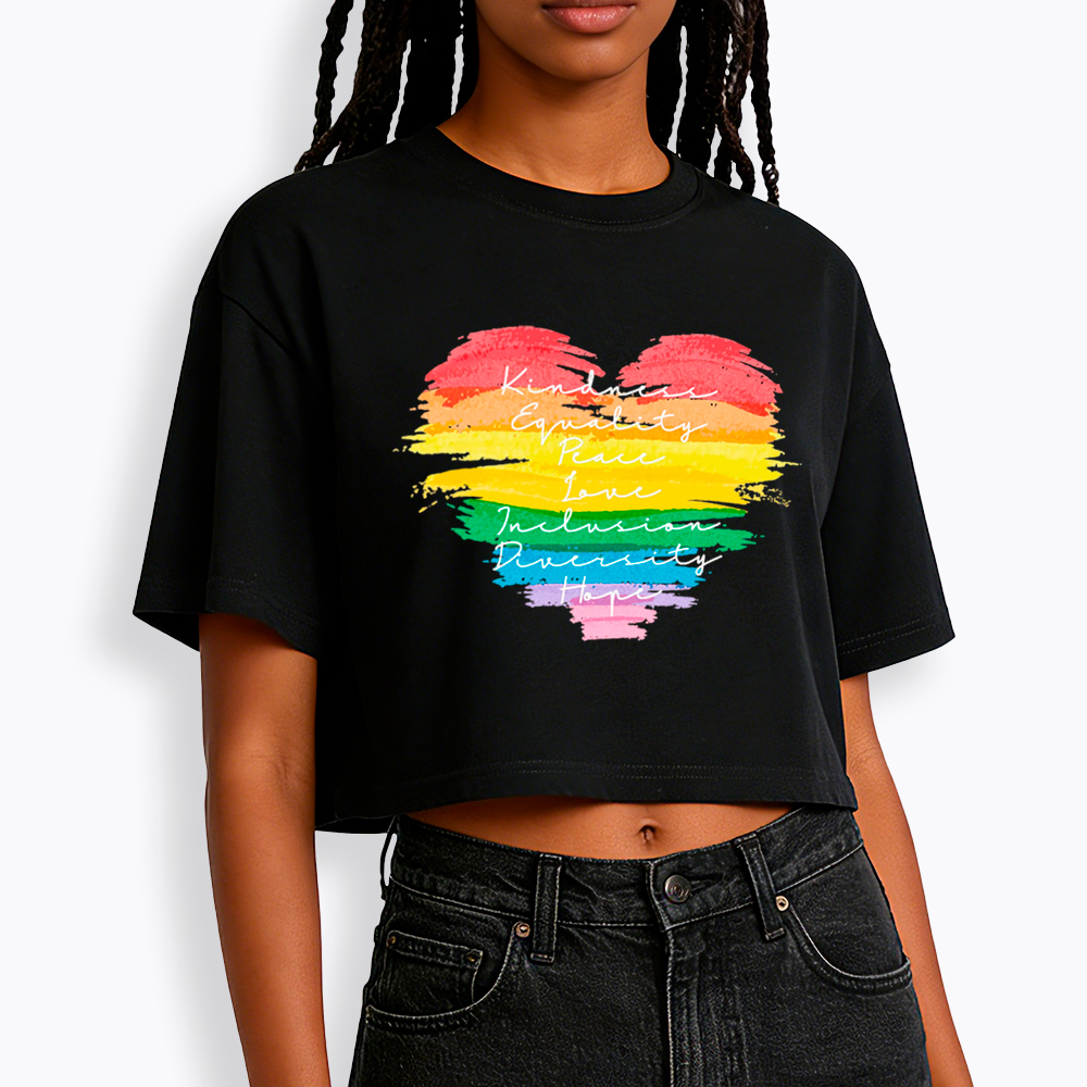 Kindness Equality Peace Love Inclusion Diversity Cropped T-Shirts