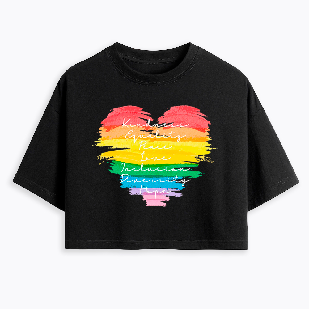 Kindness Equality Peace Love Inclusion Diversity Cropped T-Shirts