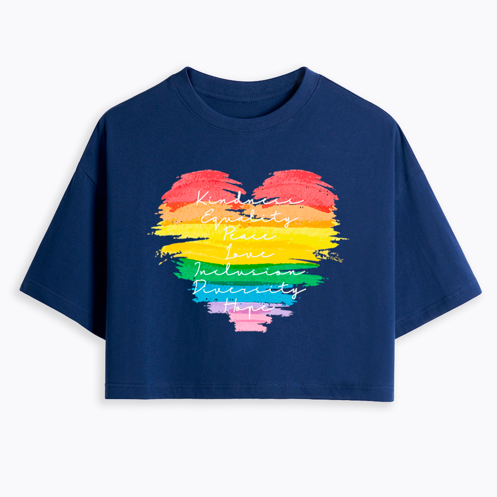 Kindness Equality Peace Love Inclusion Diversity Cropped T-Shirts
