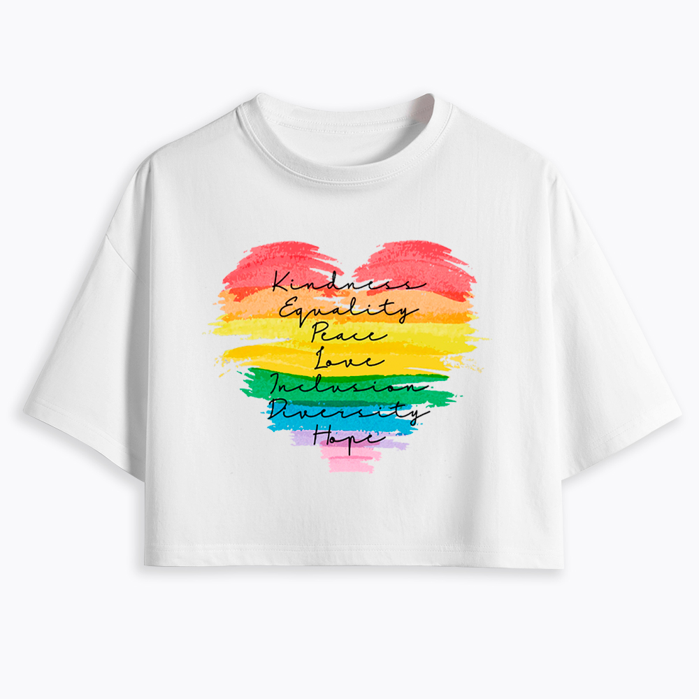 Kindness Equality Peace Love Inclusion Diversity Cropped T-Shirts