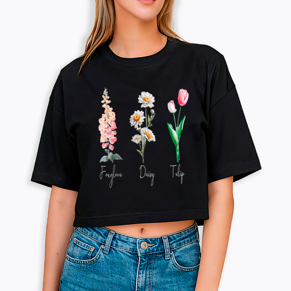 Subtle Flower Cropped T-Shirt