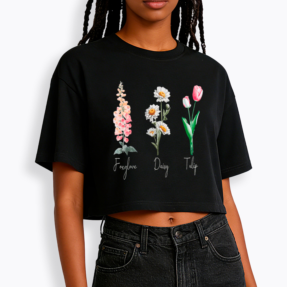 Subtle Flower Cropped T-Shirt