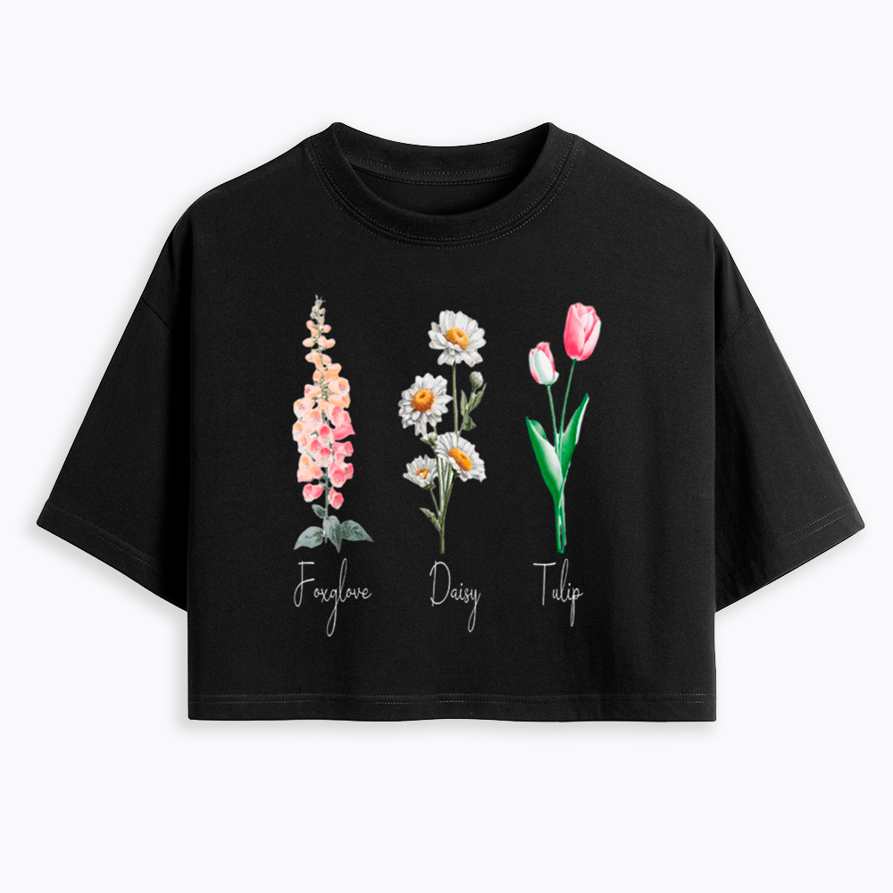 Subtle Flower Cropped T-Shirt