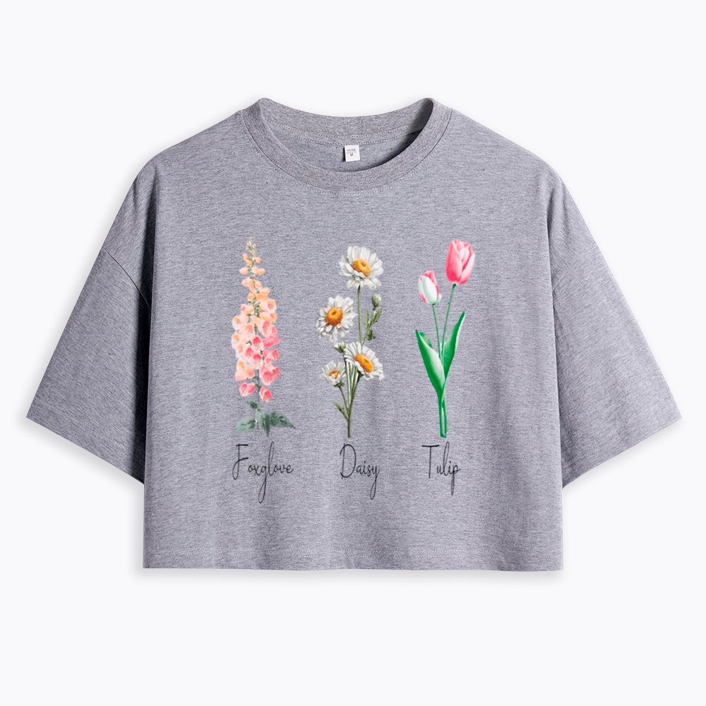 Subtle Flower Cropped T-Shirt