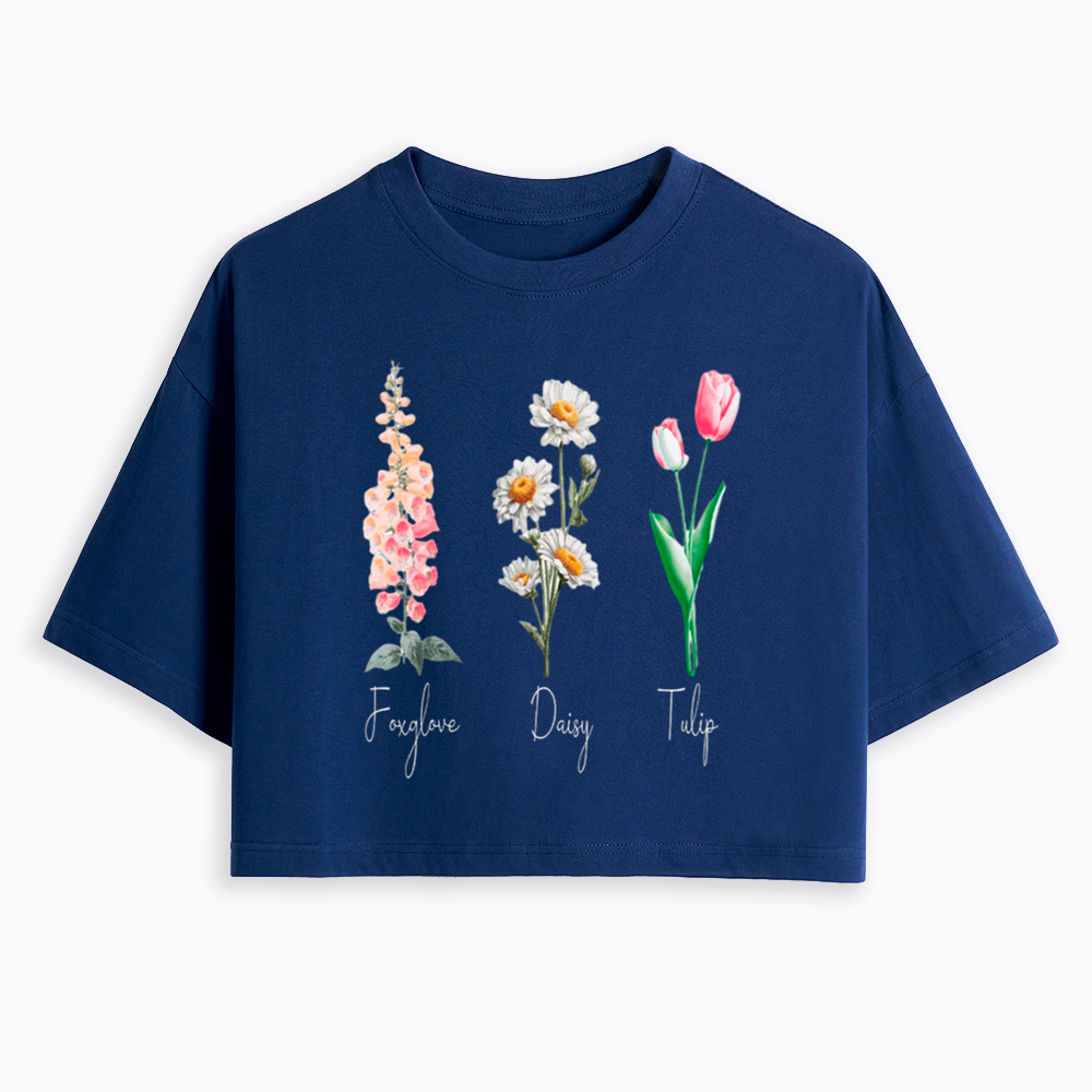 Subtle Flower Cropped T-Shirt