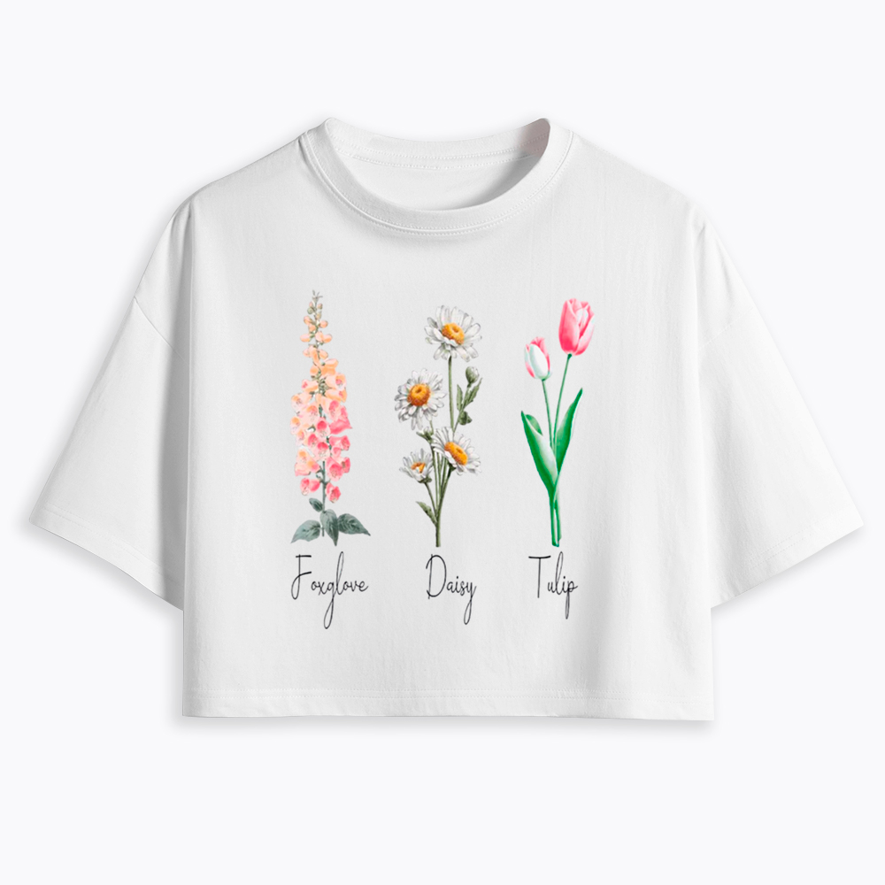 Subtle Flower Cropped T-Shirt