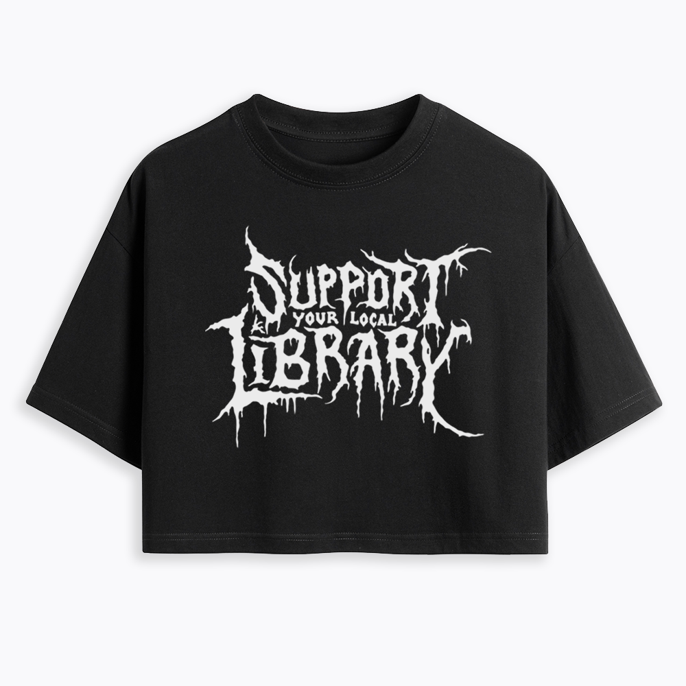 Death Metal Print Cropped T-Shirts