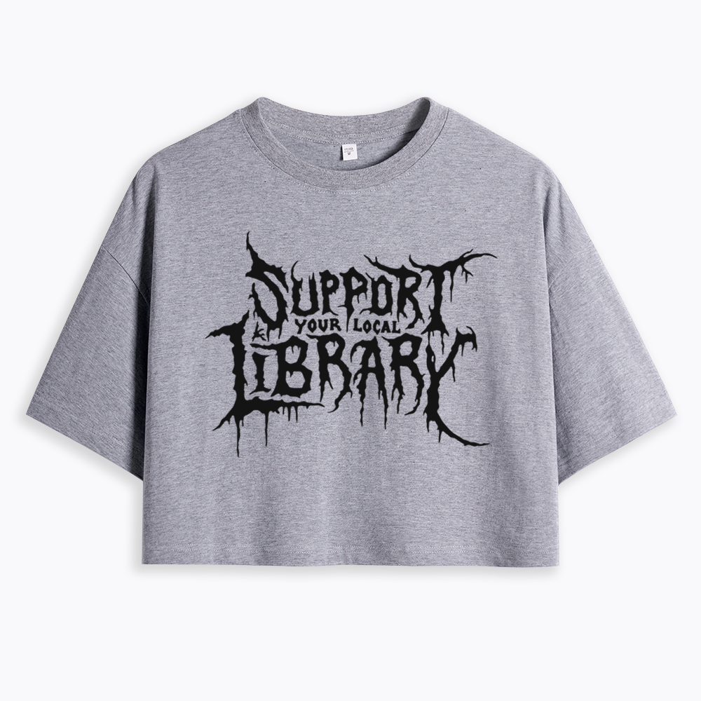 Death Metal Print Cropped T-Shirts