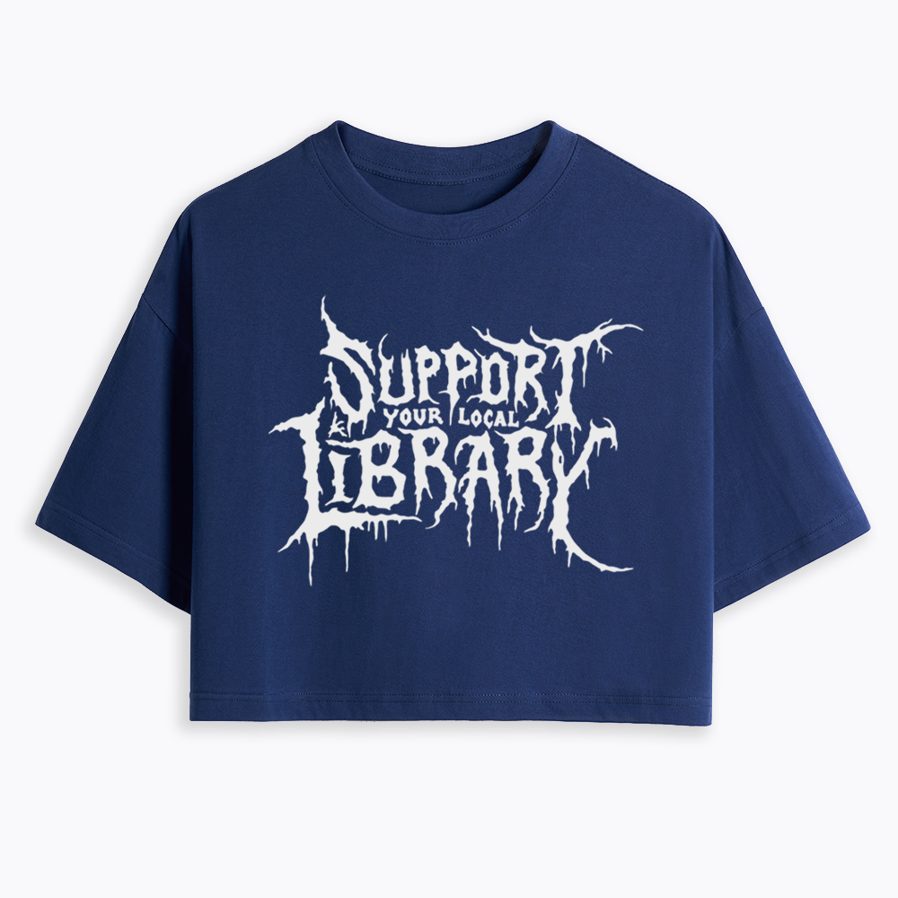 Death Metal Print Cropped T-Shirts