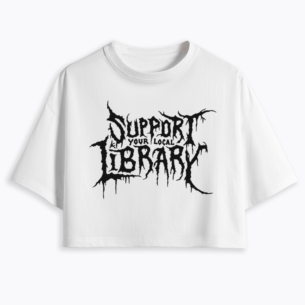 Death Metal Print Cropped T-Shirts
