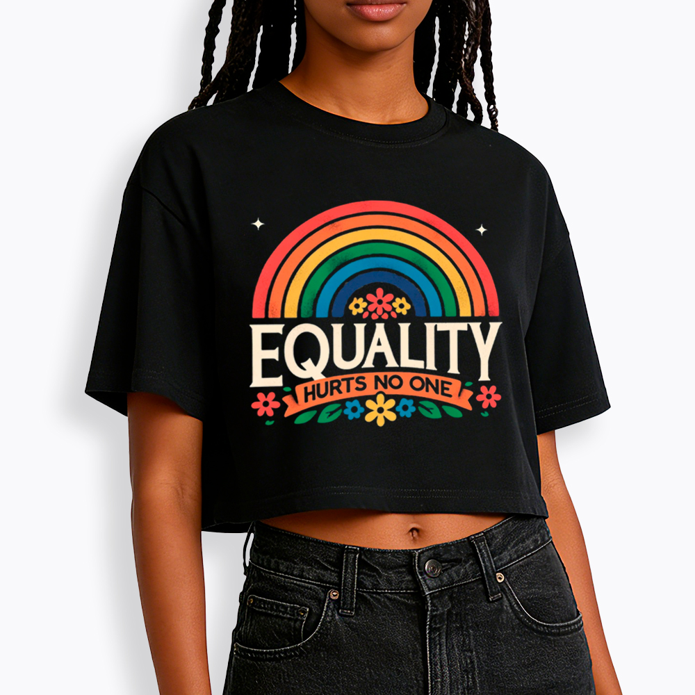 Equality Hurts No One Rainbow Pride Cropped T-Shirt