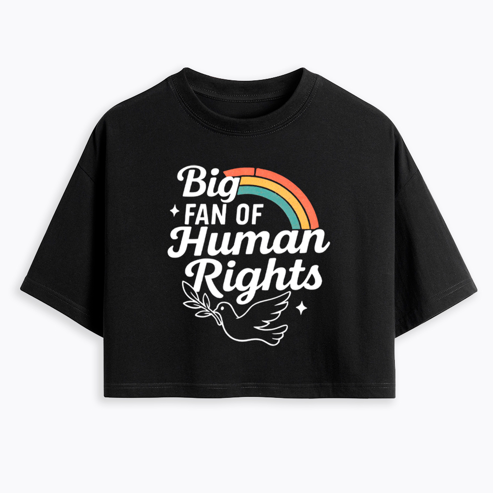 Big Fan of Human Rights Rainbow Cropped T-Shirt