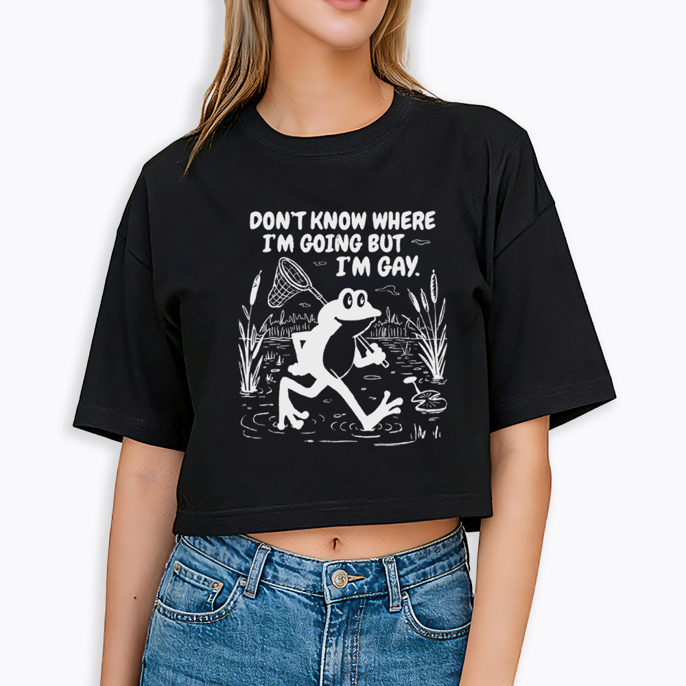 Vintage Gay Frog Graphic Cropped T-Shirts