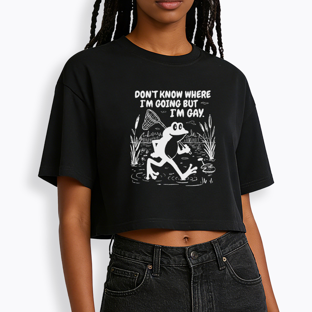 Vintage Gay Frog Graphic Cropped T-Shirts
