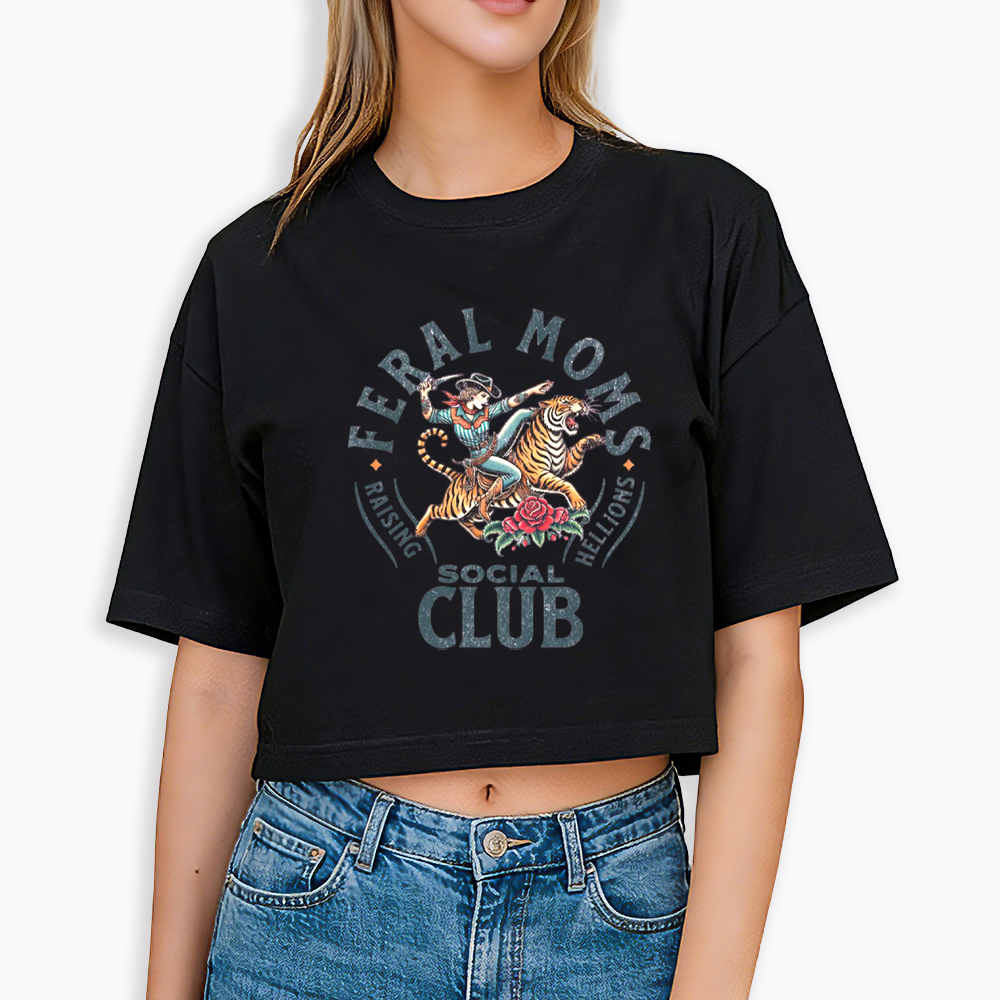 Feral Moms Social Club Cropped T-Shirts
