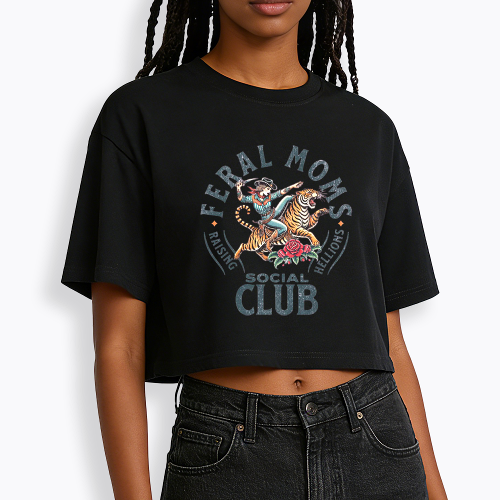 Feral Moms Social Club Cropped T-Shirts