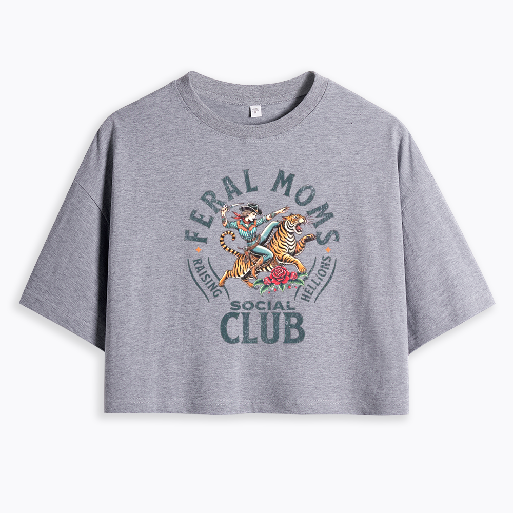 Feral Moms Social Club Cropped T-Shirts