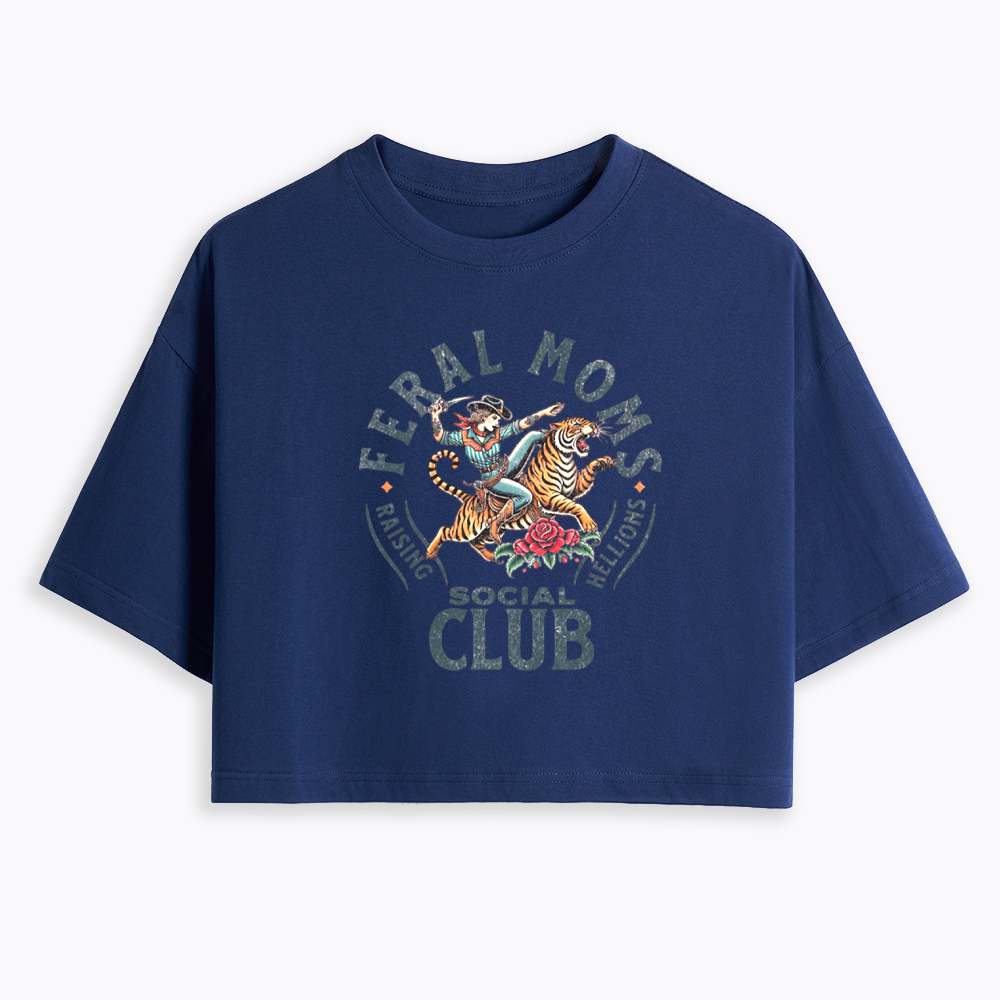 Feral Moms Social Club Cropped T-Shirts