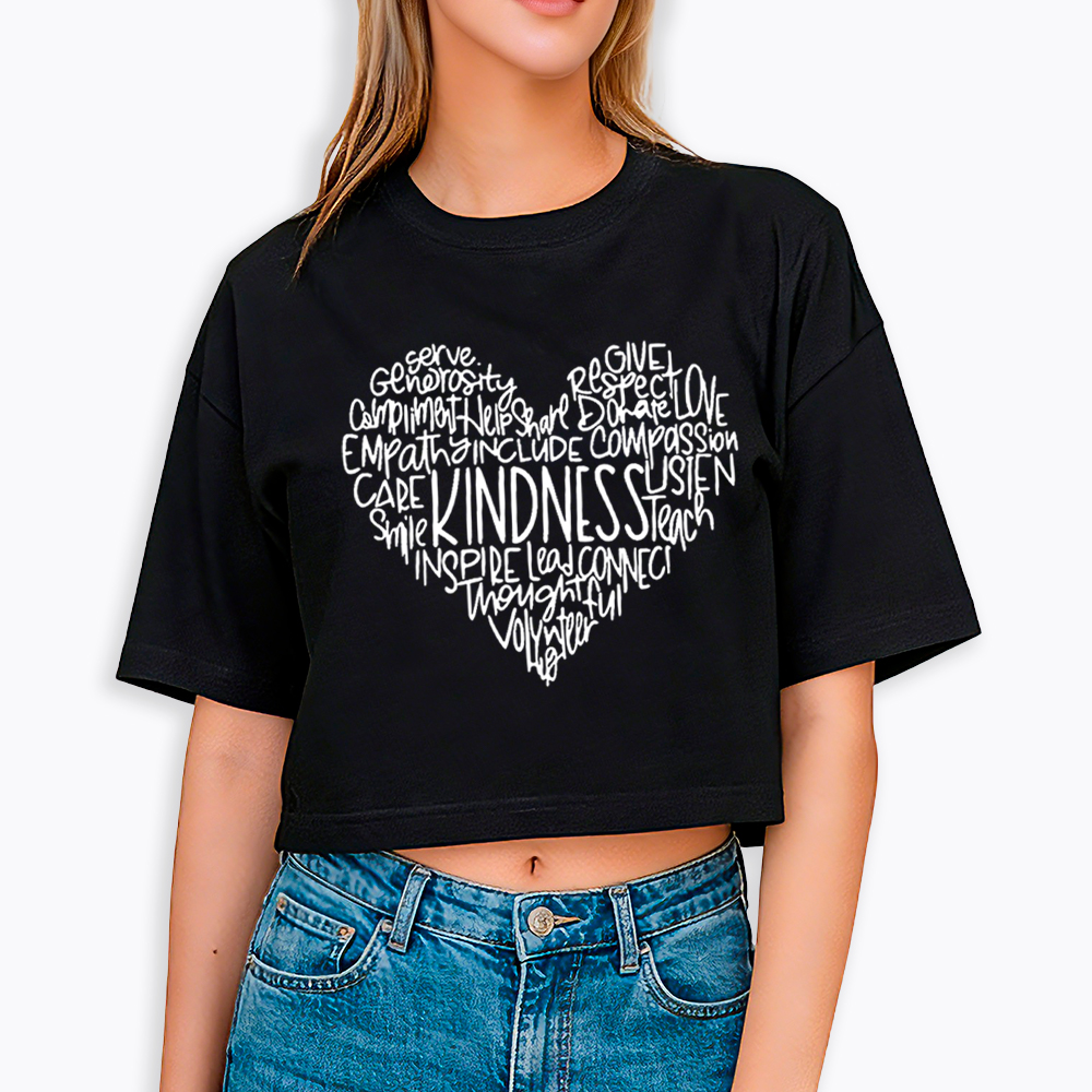 Cute Heart Be Kind Cropped T-Shirt