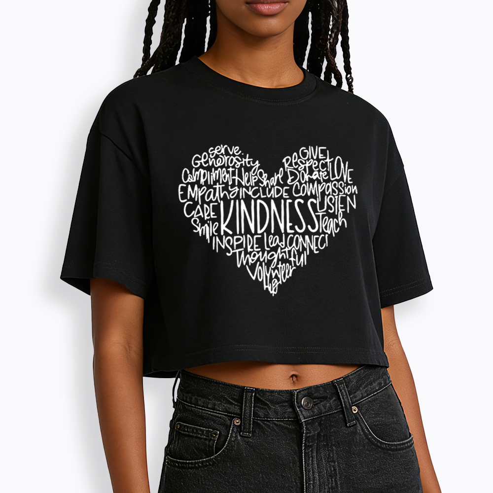 Cute Heart Be Kind Cropped T-Shirt
