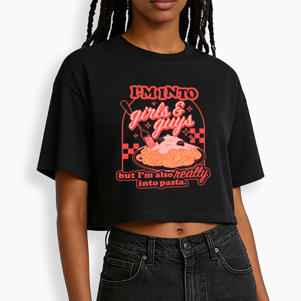 Girls Guys And Pasta Cropped T-Shirt