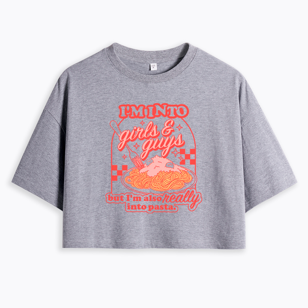 Girls Guys And Pasta Cropped T-Shirt