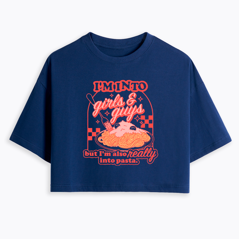 Girls Guys And Pasta Cropped T-Shirt