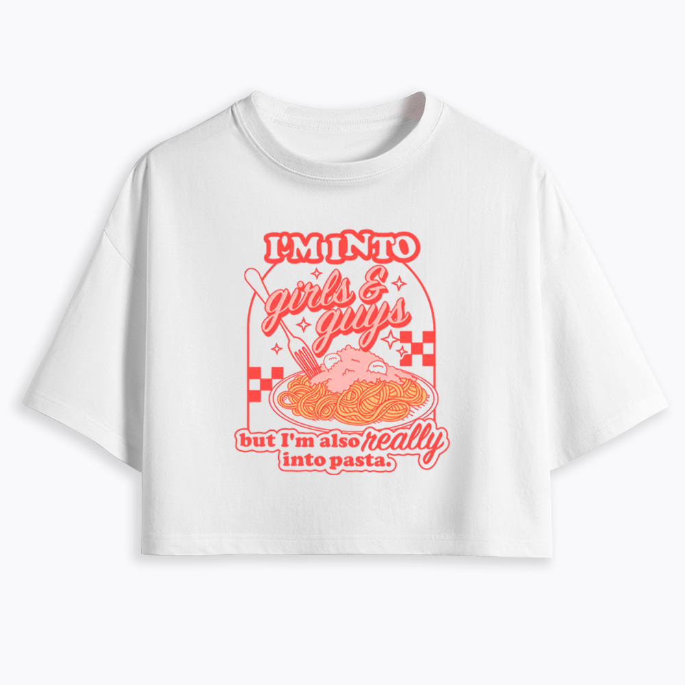 Girls Guys And Pasta Cropped T-Shirt