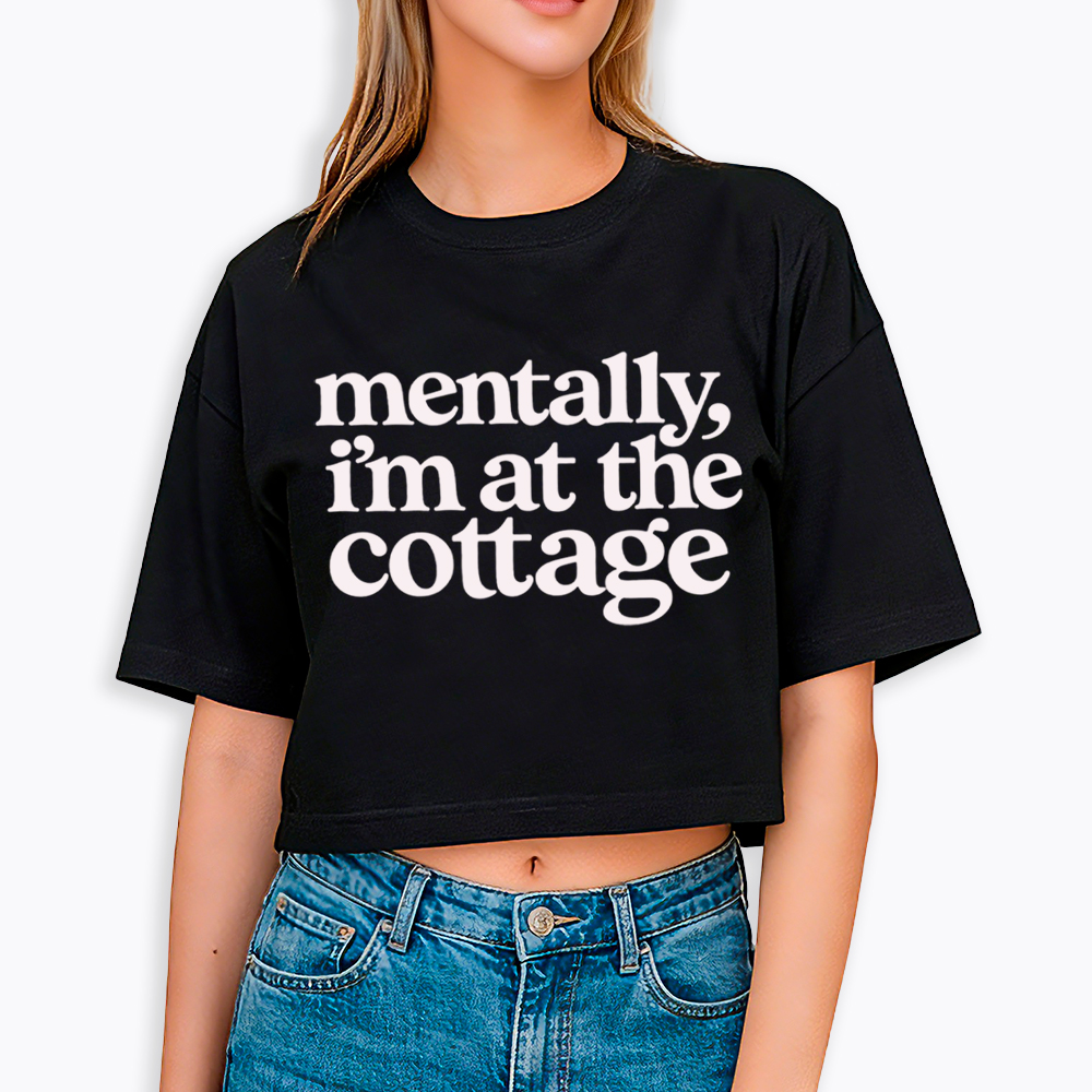 At the Cottage, Bookish Hockey Romance Boxy Cropped T-Shirt