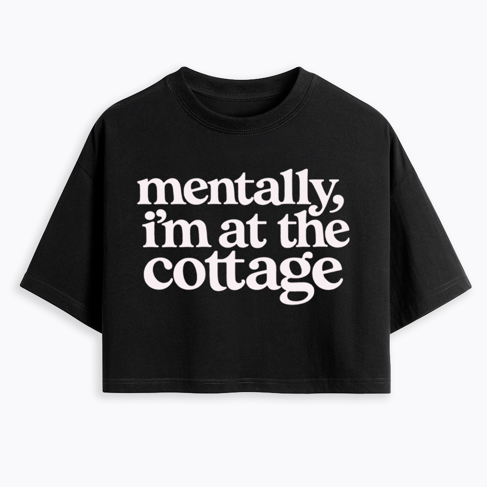 At the Cottage, Bookish Hockey Romance Boxy Cropped T-Shirt