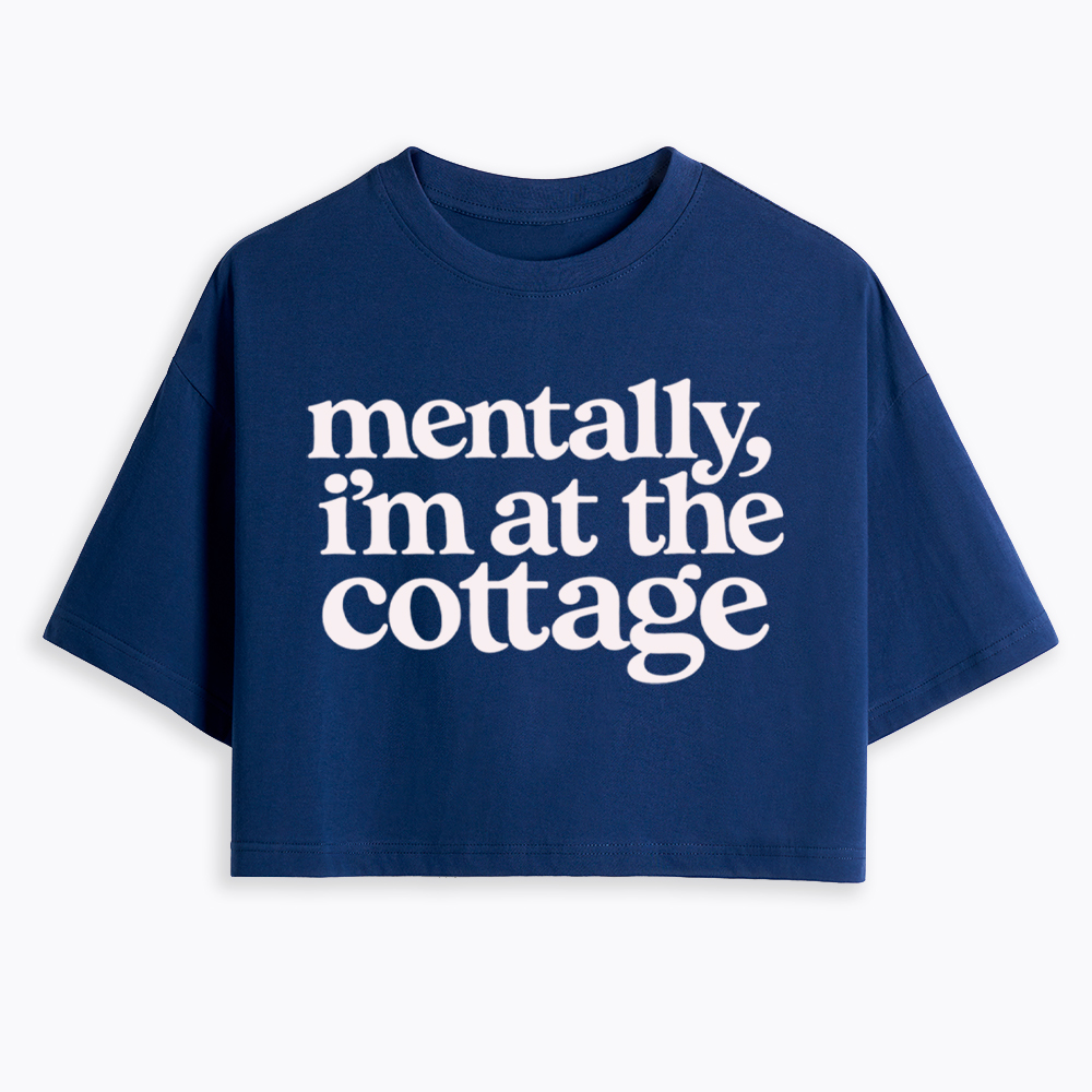 At the Cottage, Bookish Hockey Romance Boxy Cropped T-Shirt