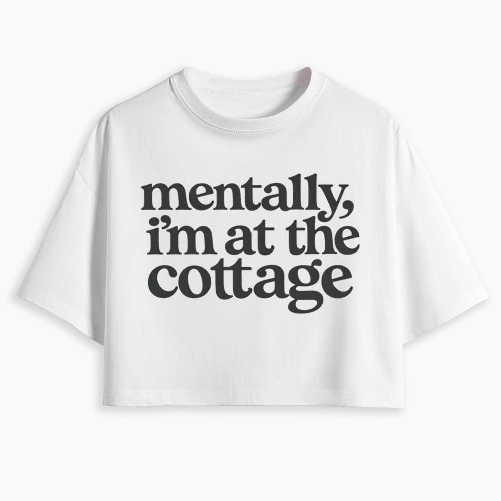 At the Cottage, Bookish Hockey Romance Boxy Cropped T-Shirt