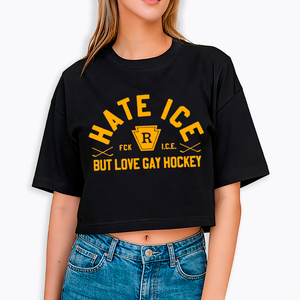 Hate ICE but Love Gay Hockey Cropped T-Shirt