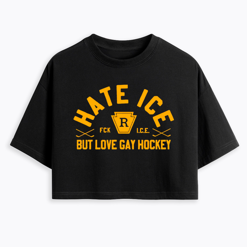 Hate ICE but Love Gay Hockey Cropped T-Shirt