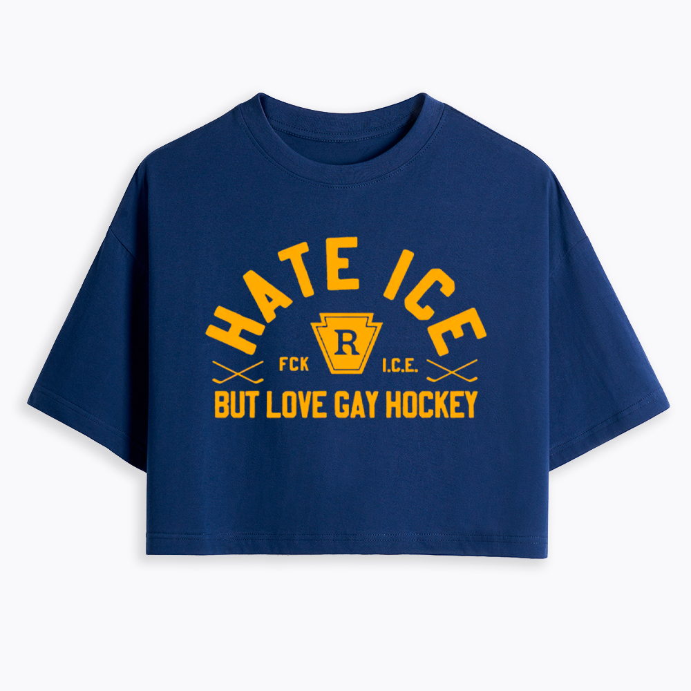 Hate ICE but Love Gay Hockey Cropped T-Shirt