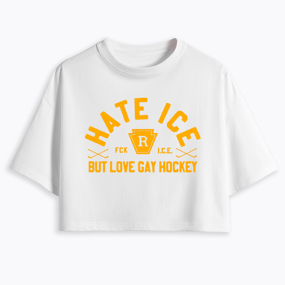 Hate ICE but Love Gay Hockey Cropped T-Shirt
