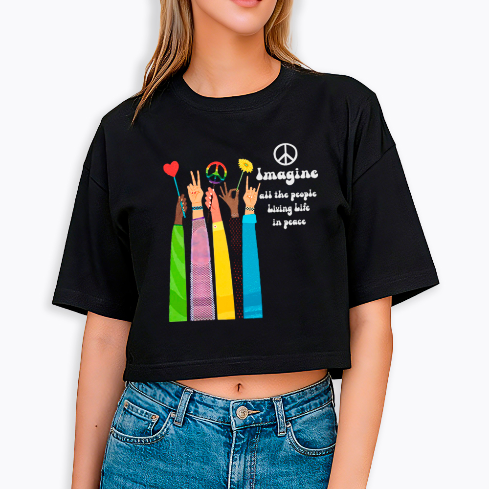Imagine All The People Living Life In Peace Cropped T-Shirt
