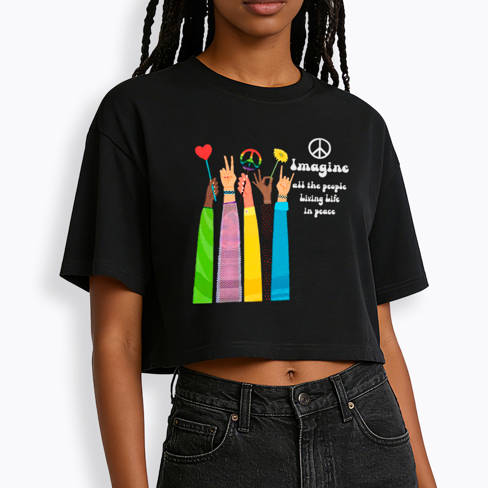 Imagine All The People Living Life In Peace Cropped T-Shirt