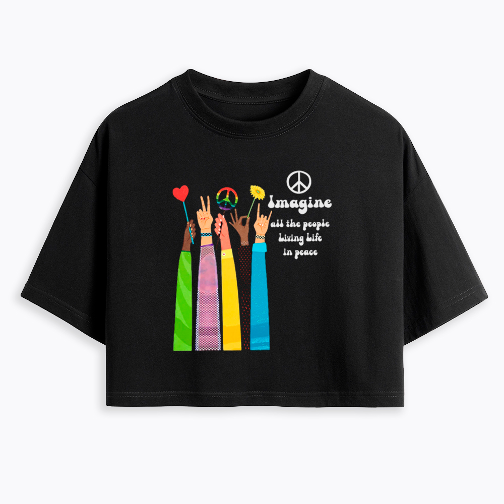 Imagine All The People Living Life In Peace Cropped T-Shirt