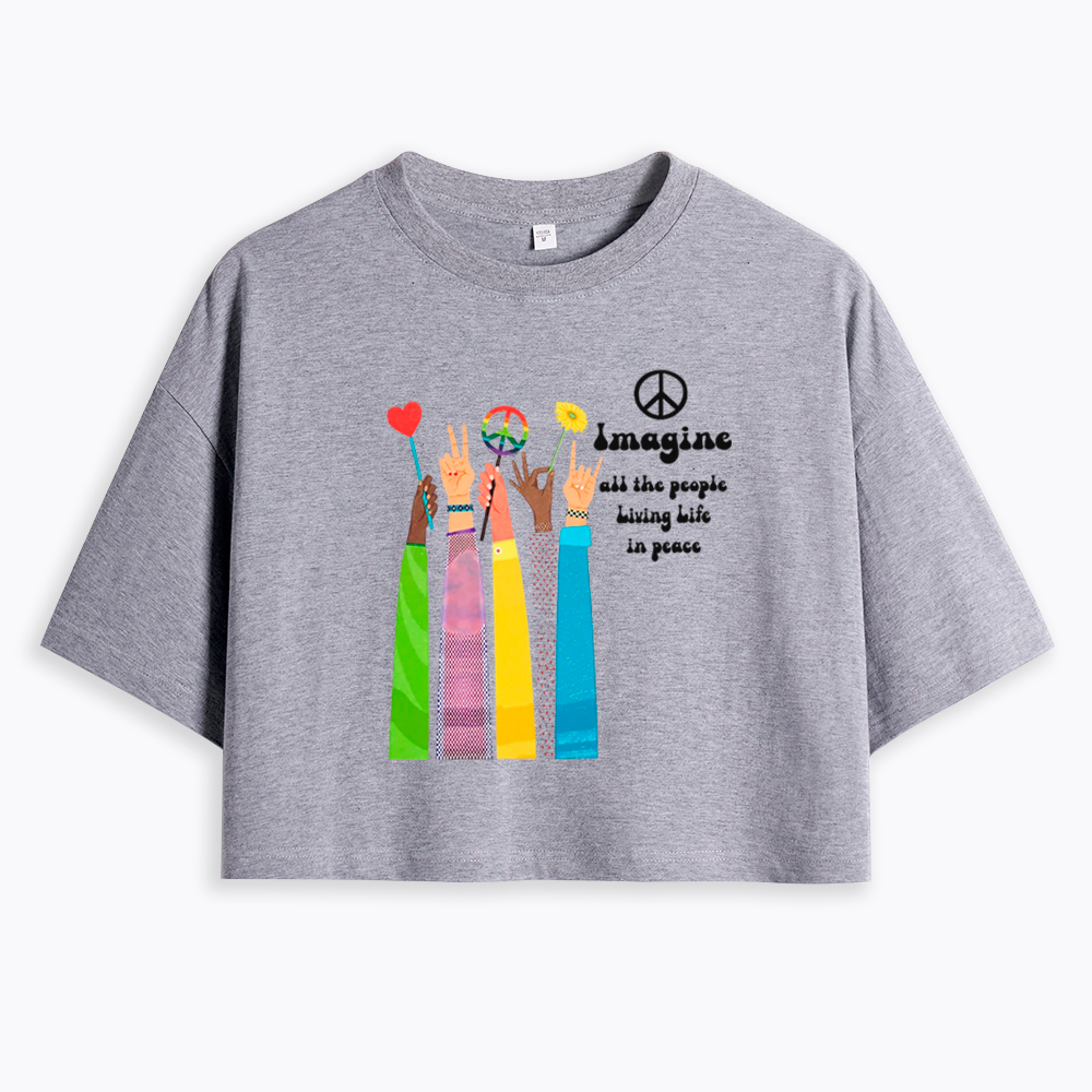 Imagine All The People Living Life In Peace Cropped T-Shirt