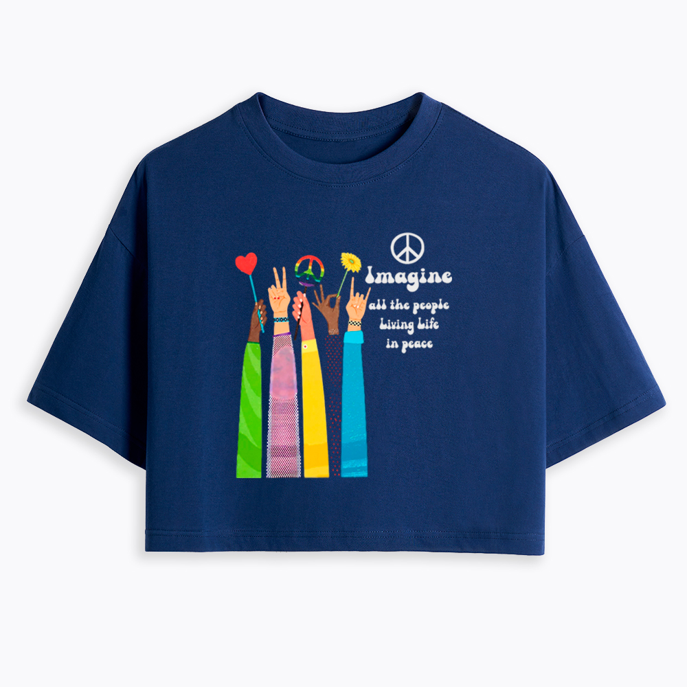 Imagine All The People Living Life In Peace Cropped T-Shirt